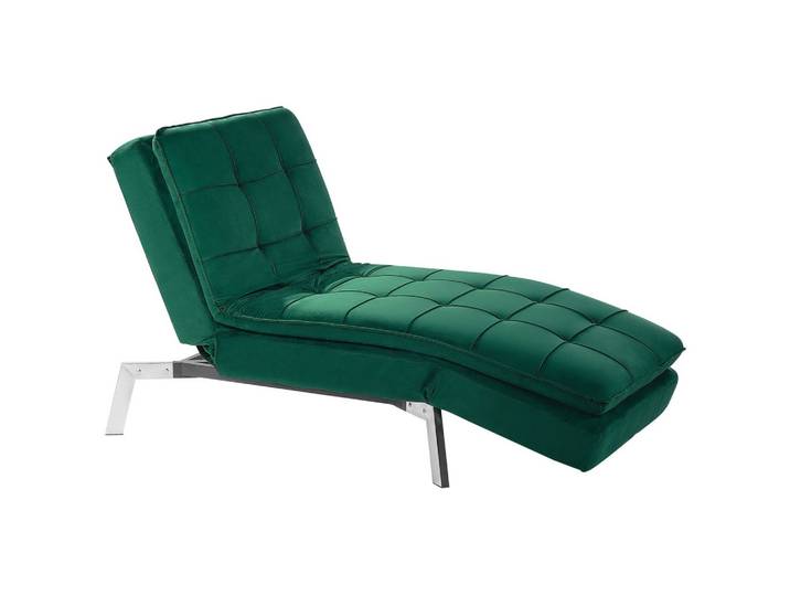 CHAISELONGUE Samtstoff smaragdgrün verstellbar Loiret
