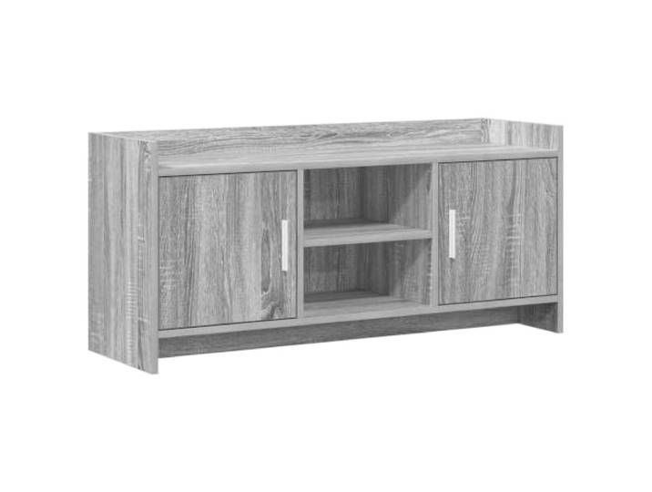 PUGYNBK TV-Möbel, 102 x 33 x 47 cm, Sonoma Grau Technisches Holz, Metallgriffe, geräumige Regale, rechteckiges Design, einfache Reinigung