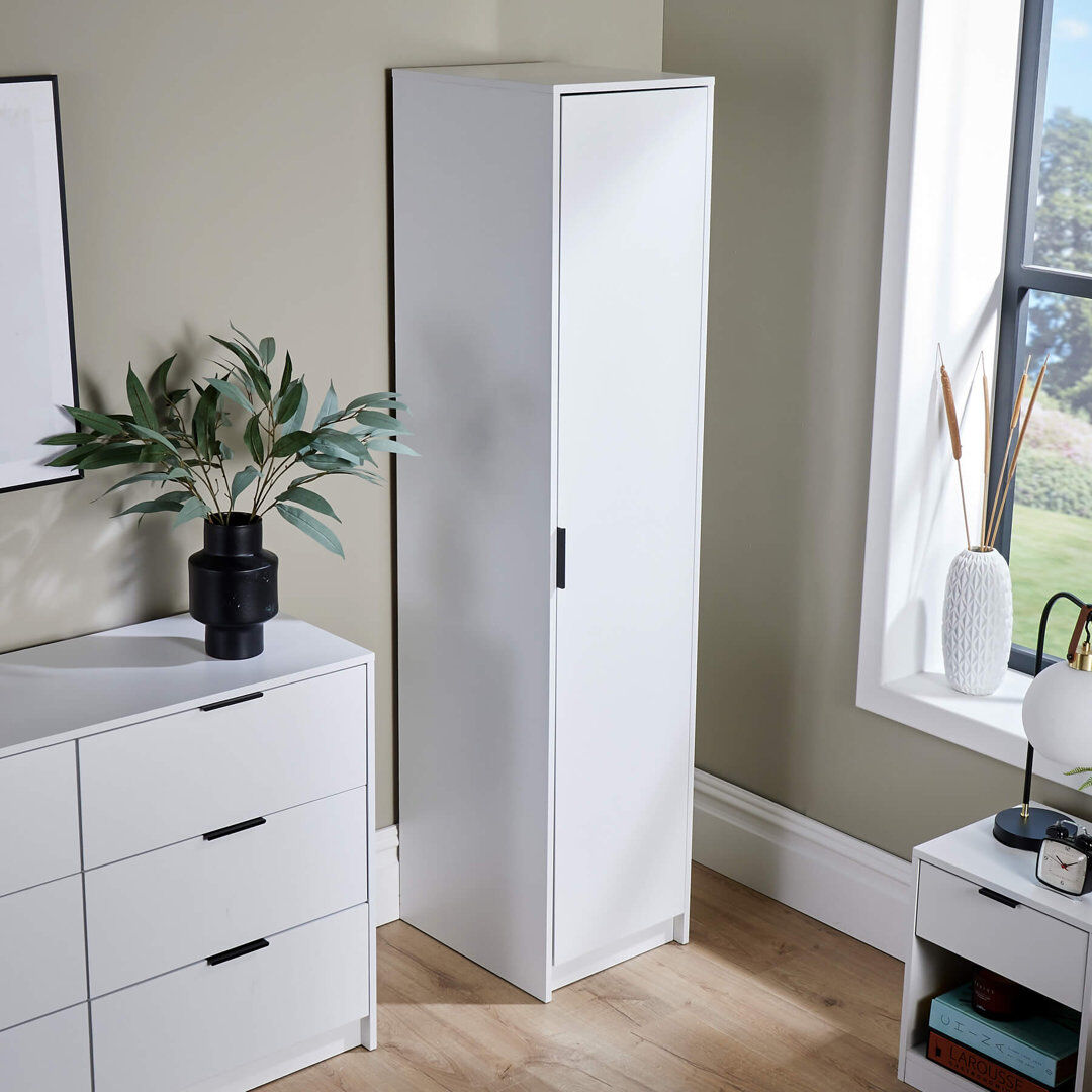BigFurnitureWarehouse Phoenix 1 Door Hanging Rail Bedroom Storage Wardrobe White 180cm H X 40cm W X 48cm D