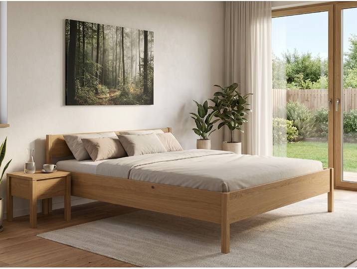 Bett Eiche Hell „Fiona“ 180 x 200 cm Massivholz Eiche Hell