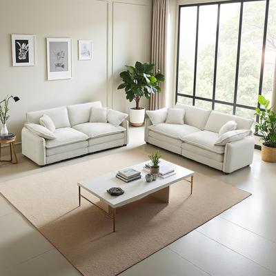ZWYO HOSIMU Corduroy Modern Sofa Set with Memory Foam Cushions (5-Seater)