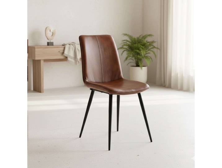Chaise vintage en cuir marron - Dock