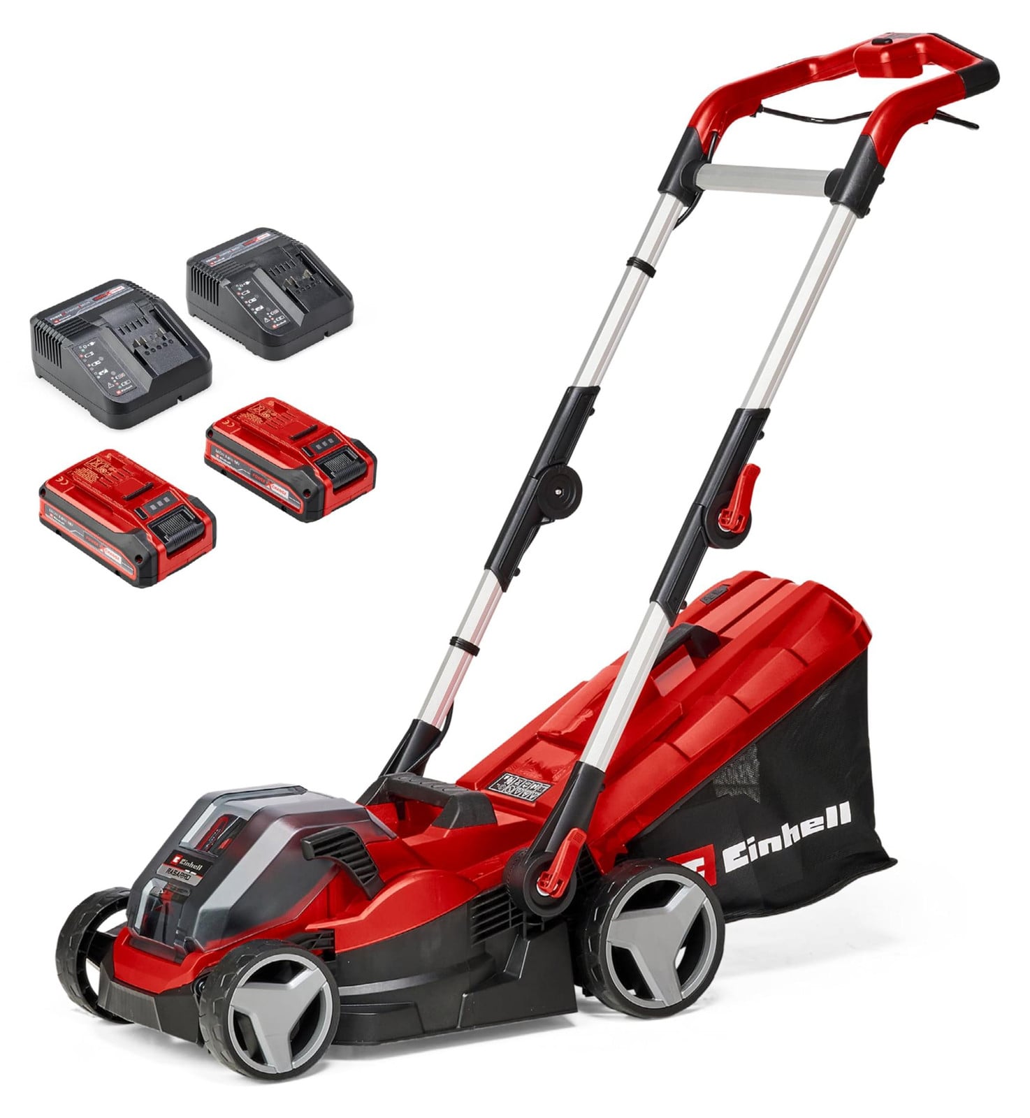 Einhell Power X-Change RASARRO 36/34 accu-grasmaaier, 36 volt, rood/zwart, inclusief 2x 3,0Ah Li-ion accu Plus