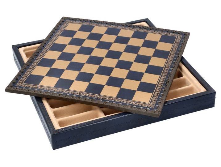 Figuren Shop GmbH Spiel Öko-Leder Schachbrett & Dame Box - Strategiespiel