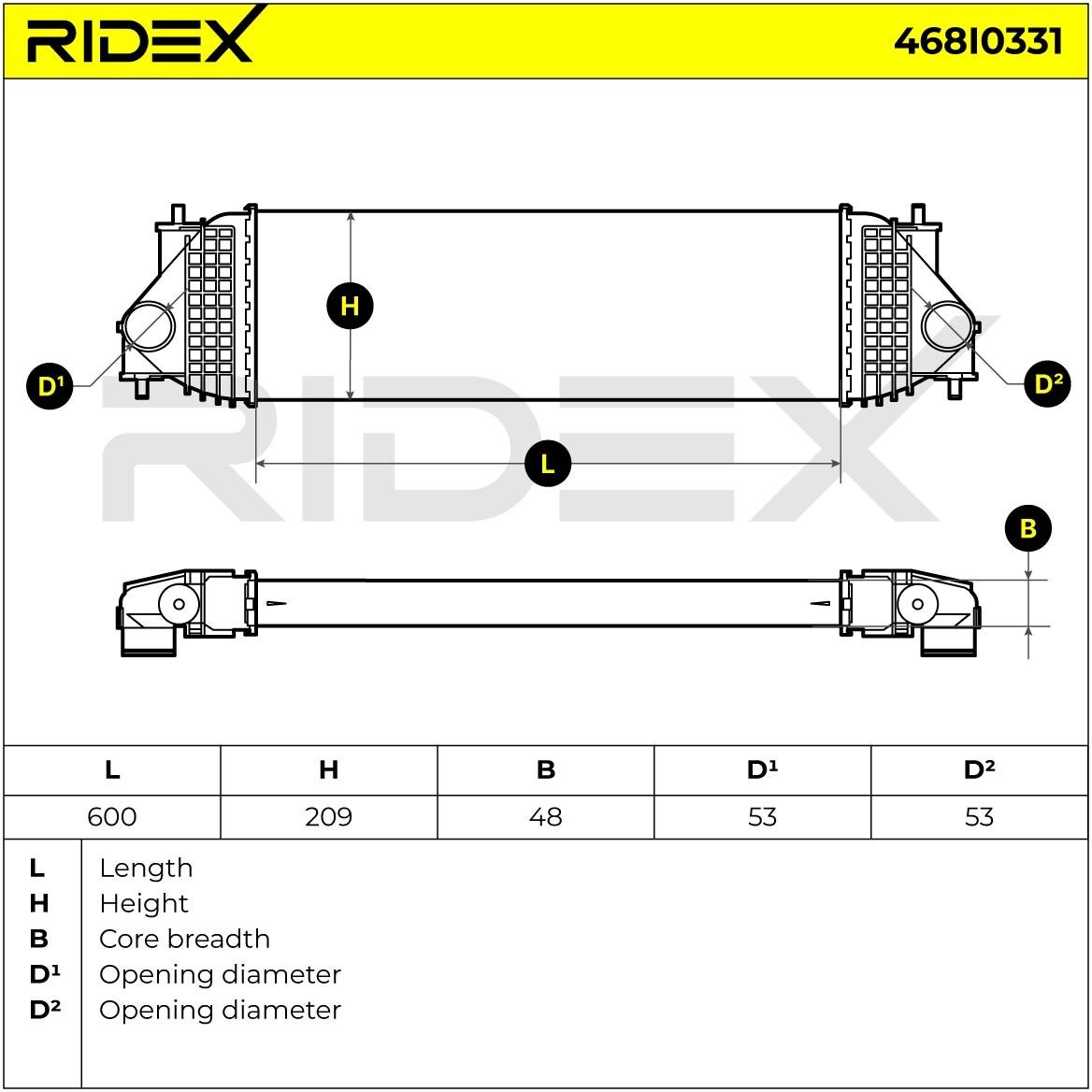 RIDEX 468I0331 Intercooler