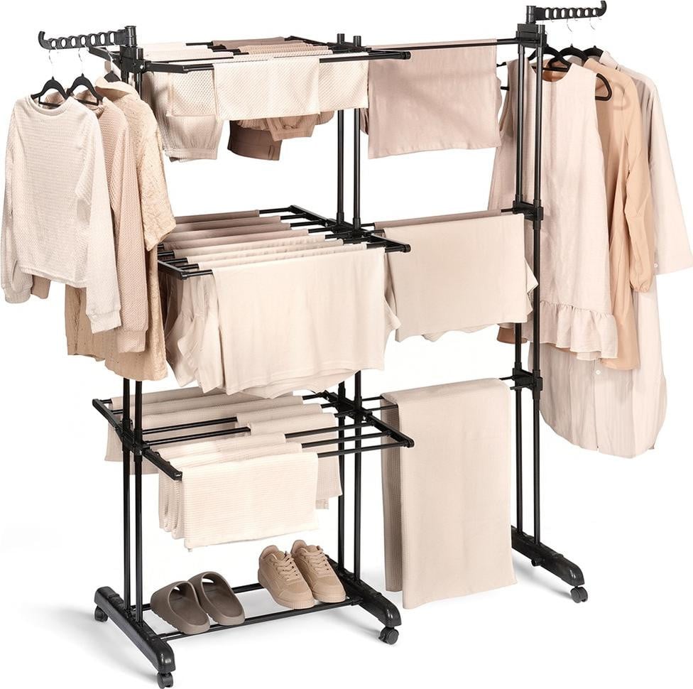 Vilde Wasrek Wasdroger XXL - Zwart - Metaal - Breedte: 78-130 cm