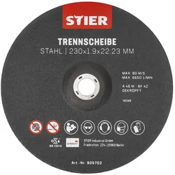 Stier, Sägeblatt, Trennscheiben Stahl 230 x 1,9 x 22,23 Form 42 gekröpft