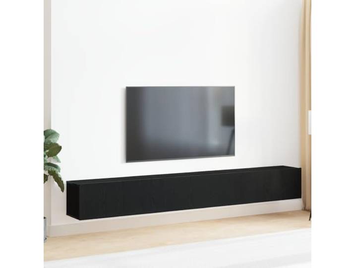 HEFZGDB 3-teiliges TV-Schranksystem aus schwarzem Holzwerkstoff mit 9 Schränken für Medienlagerung und Aufbewahrung von Unterhaltungstechnik - Modernes Design mit eleganter Matter