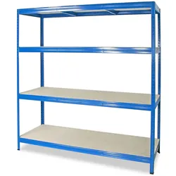 Großfachregal, Stecksystem, 4 Böden, blau, Tragkraft 350 kg/Ebene. HxBxT 1800 x 1800 x 600 mm.