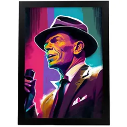 POSTER Frank Sinatra (Gesicht) In Voller Farbe Fotostil. A4 Schwarzer Rahmen