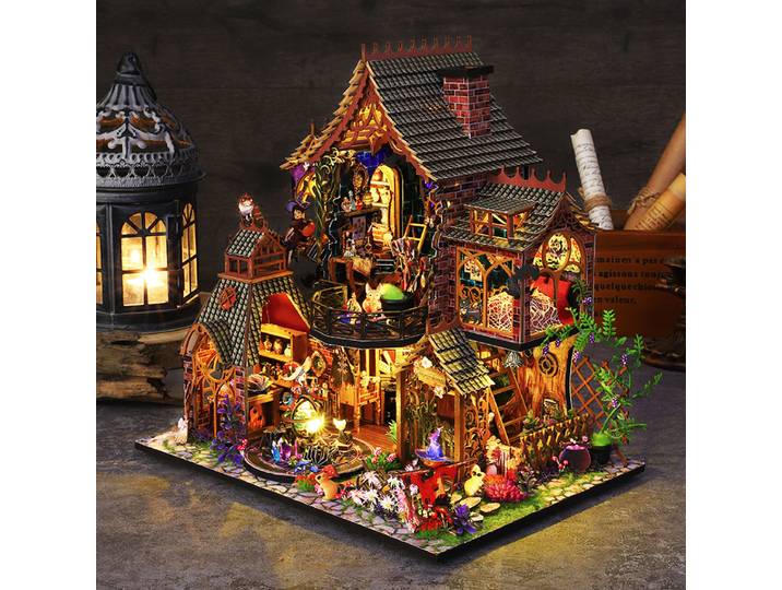 Bricolage en bois Miniature modèle Kit esprit magique Cottage Casa maisons de poupée assemblées maisons de poupée Villa avec meubles décor à la maison cadeaux