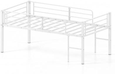 Costway Twin Size Low Loft Bed with Safety Guardrails and 2 Ladders-White