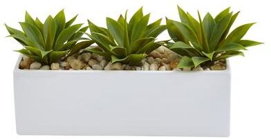 Nearly Natural Agave Succulent in Rectangular Planter