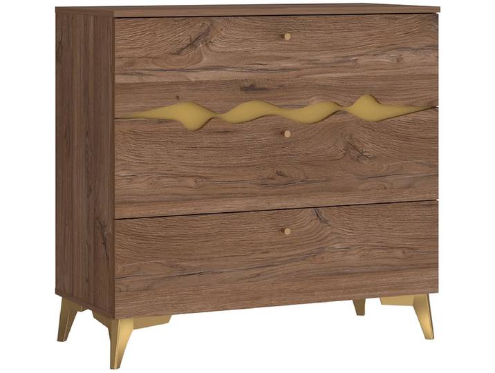 Kommode KENYATTA 3 Schubladen 41.6x90x85.8cm dunkelbraun dekor
