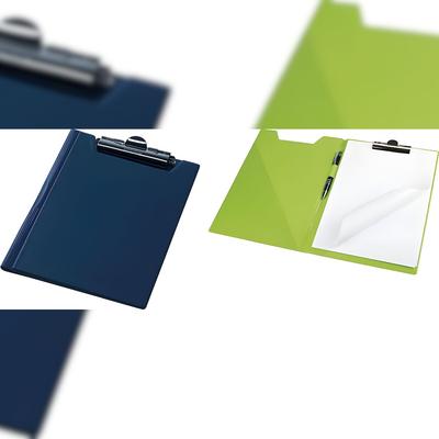 Klemmmappe A5 PVC-Folie leinengeprägt dunkelblau