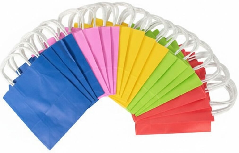 Papiertüten M, Kraftpapier, farbig sortiert