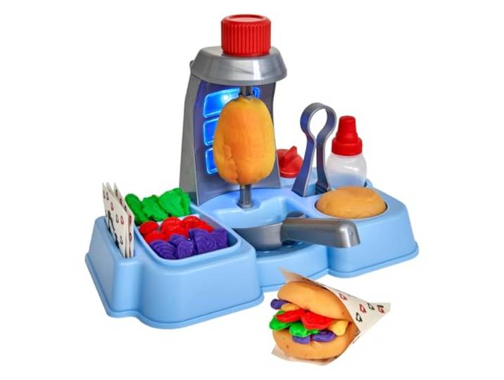 Simba Art & Fun Knetset Döner-Kebab-Station – Kreativset mit Knete (3X 80 g, 2X 140 g inkl. Magic-Knete), 9-teiliges Zubehörset zum Modellieren & Spielen, ab 3 Jahren