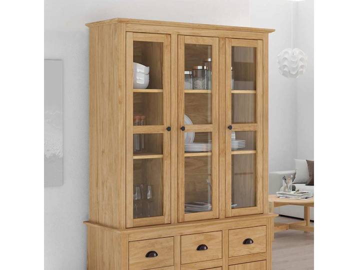 vidaXL Armoire à portes vitrées BODO Marron miel 115\,5 x 38\,5 x 117\,7 cm