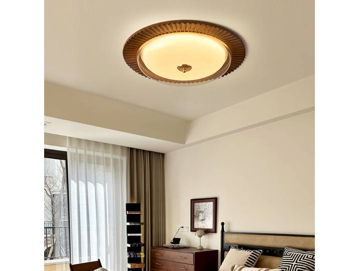 Style en bois moderne couleur noyer plafonnier en bois massif LED chambre plafonnier pour chambre étude luminaires d'intérieur