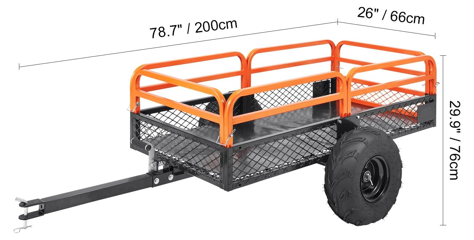 Anhänger - Gartenanhänger - Kipper - Anhänger für Rasenmäher - ATV-Anhänger - Ladevolumen: 15 Kubikfuß