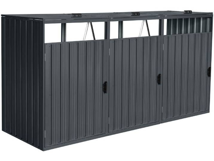 HOME DELUXE - Abri pour poubelles CUBO - Peut accueillir 3 poubelles de 240 litres\, couleur : anthracite\, résistant aux intempéries\, serrure et clé incluses I Abri pour poubelles\, abri de jardin