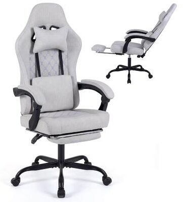 Ergonomic Computer Chair w/ Linkage Armrests and Foot Rest Black/Grey