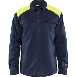 Multinorm Arbeitshemd "3238" marine/gelb - 5XL - Blau