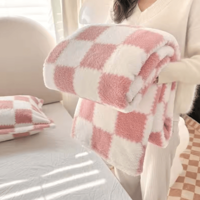 Inspire Curations Pink And White Soft Flannel Fleece Blanket pink 120x200cm