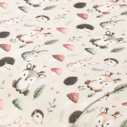 Baumwoll-Jersey "Reh & Freunde" mit Elasthan, natur-color