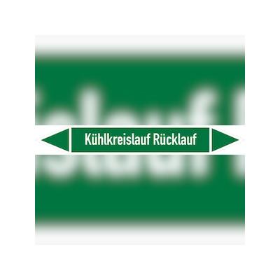 Rohrleitungskennzeichen Kühlkreislauf Rücklauf - 100x15 mm Folie selbstklebend
