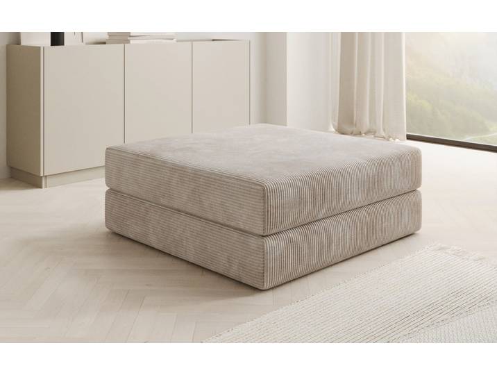 Beistellhocker Lazy in Cord - Schwarz - Cord - Luxusbetten24