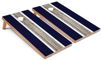 Skip's Garage Navy Striped Regulation 2x4 Cornhole Board Set