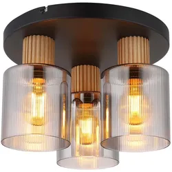 LED Deckenlampe Deckenleuchte Esszimmerlampe 3-flammig Glas rauchfarben D 30 cm