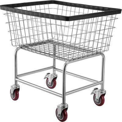 Wire Laundry Cart, 2.8Bushel Wire Laundry Basket with Wheels, 26.7''x21.7''x26.4'' Commercial Wire Laundry Basket Cart