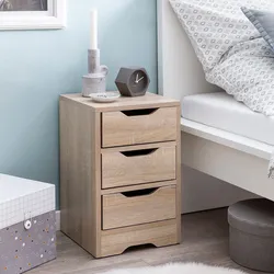 FineBuy Nachtkonsole Nachtkommode Nachtschrank Nachttisch Nachtkästchen 3 Schubladen