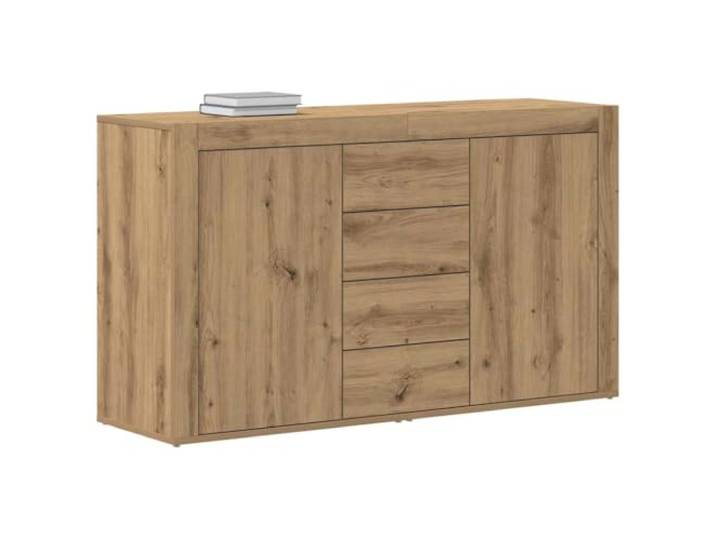 KTHLBRH Anrichte Eiche Handwerk 120 x 36 x 69 cm Holz mehrschichtig 4 Schubladen, 2 Türen, 2 Einlegeböden, Kapazität 120 kg, Montage erforderlich