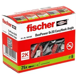 fischer Dübel mit Schrauben »EasyHook Angle - DuoPower 6x30 2K« 25 Stück grau