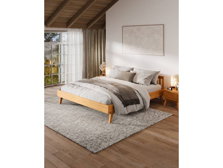 Naturwohnen Massivholzbett 180x200cm Erle natur geölt Serie Laura Design und Handwerk perfekt vereint mit bioola® nature veredelt