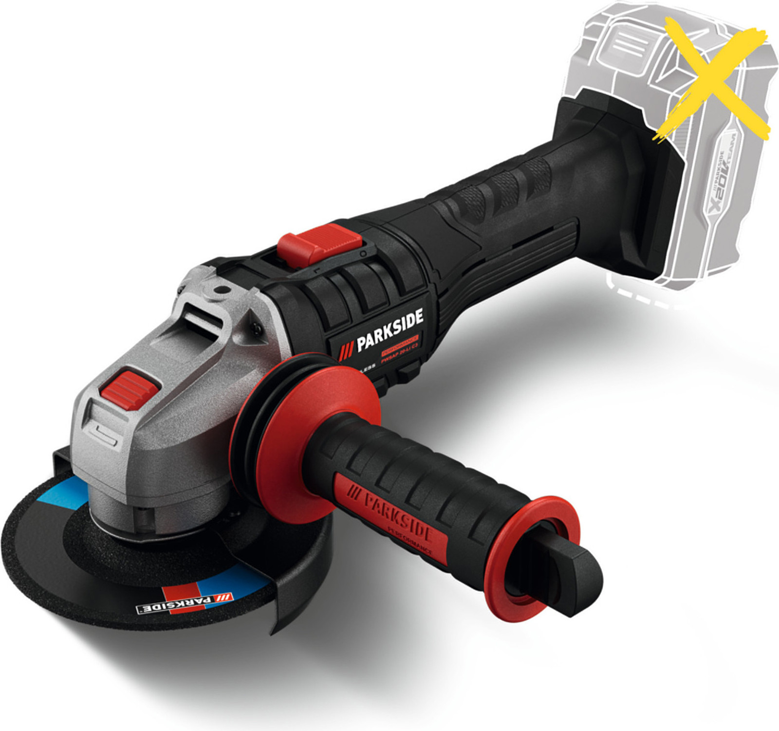 PARKSIDE PERFORMANCE 20V accu-haakse slijper PWSAP 20 Li C3 zonder accu en oplader