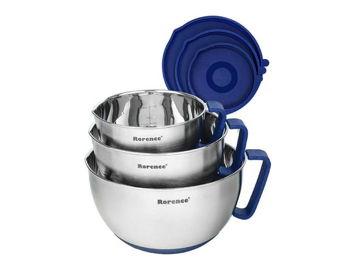 LuxusKollektion Rührschüssel Rührschüssel Set 3er Blau Edelstahl 18/8, (3-tlg)