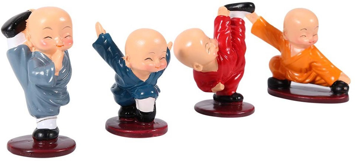 Dailygoods Beeldje Kleine Monnik Kung Fu - Zen Meditatie Ornament van Hoogwaardig Harsmateriaal