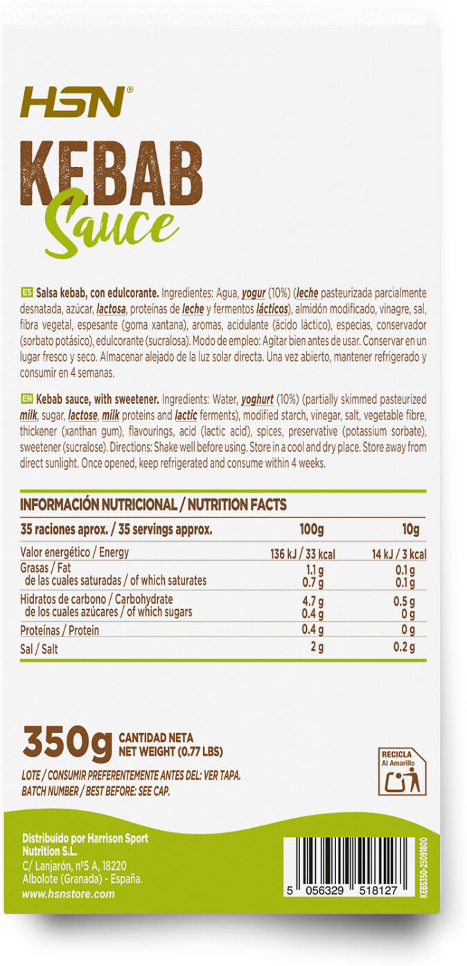 HSN Salsa kebab - 350g - Salsas - Líquido - 35  Servicios