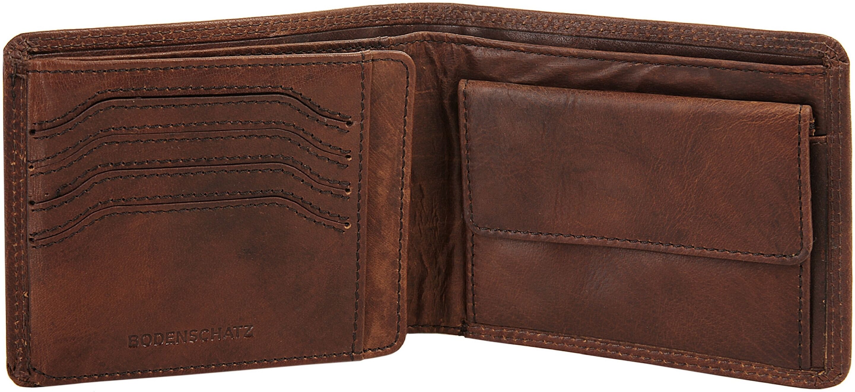 Geldbörse BODENSCHATZ "BODENSCHATZ Herren echt Leder", Herren, braun (cognac), Leder, Kleinlederwaren Geldbörse, echt Leder cognac Einheitsgröße