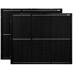 Balkon - Solarmodulset 24V 2x 200W mit dünnem Alu-Rahmen und Metall-Kabelbinder