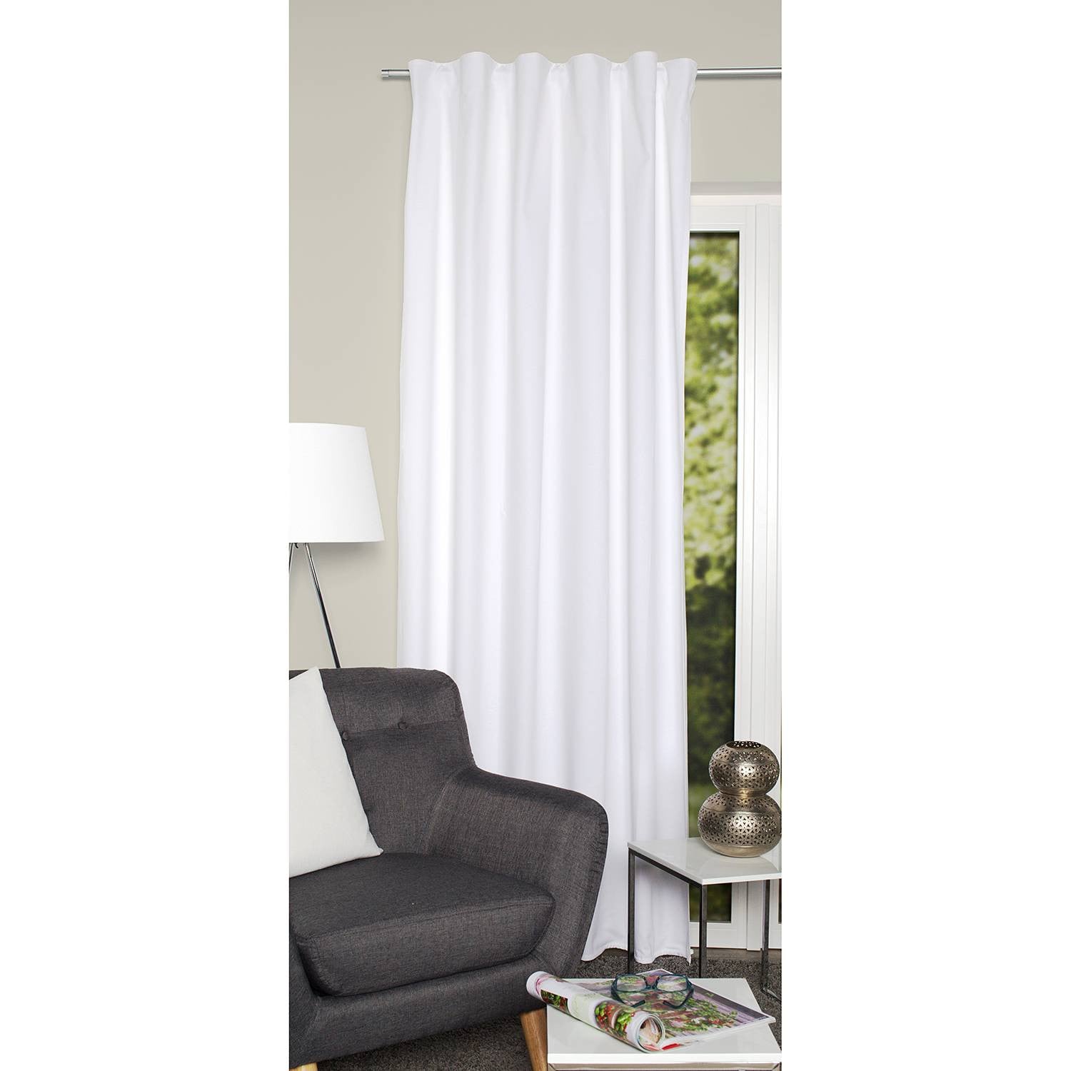 home24 Gordijn Topic Wit, Ondoorzichtig, B: 140 cm, H: 145 cm