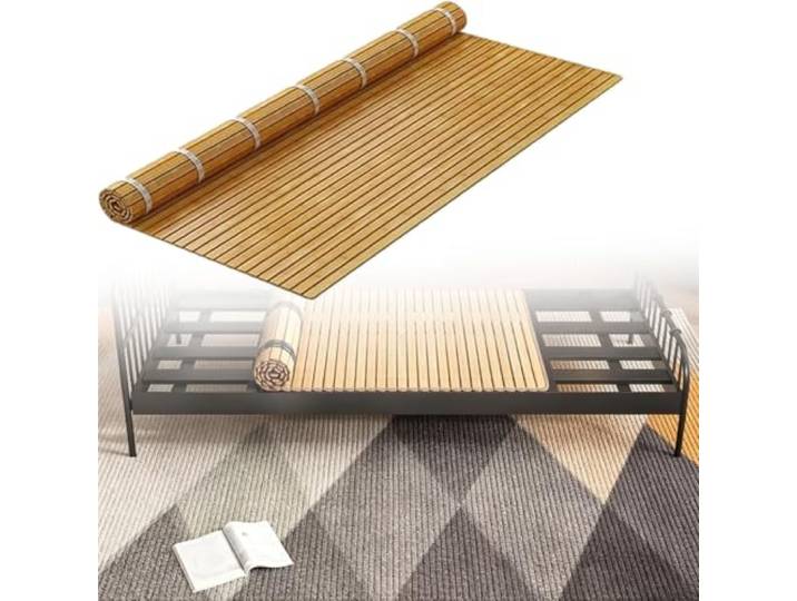 LSMDPT rollrost Rollbarer Boden-Matratzenrahmen, Bambus-Bettmatte, Lattenrost-Stützbrett Für Schwache Rückenstütze, Lendenwirbelstütze, Couch-Rahmenbrett(W L 150 x 200 cm)