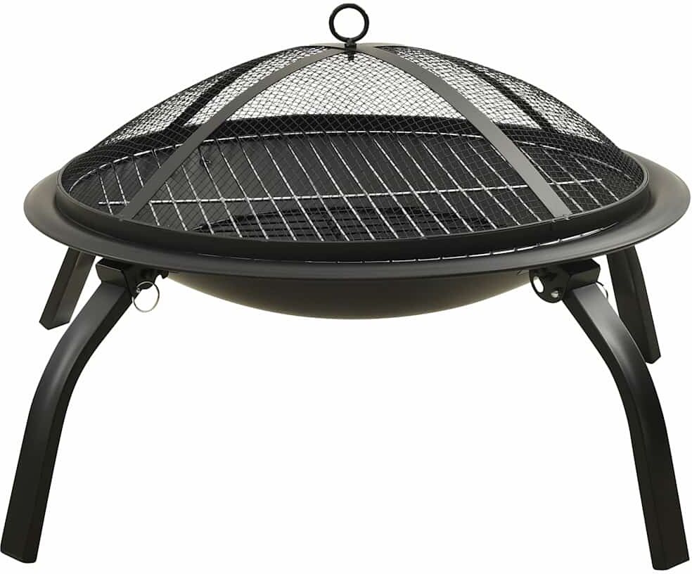 vidaXL Foyer et barbecue avec tisonnier 2 en 1 56x56x49 cm Acier