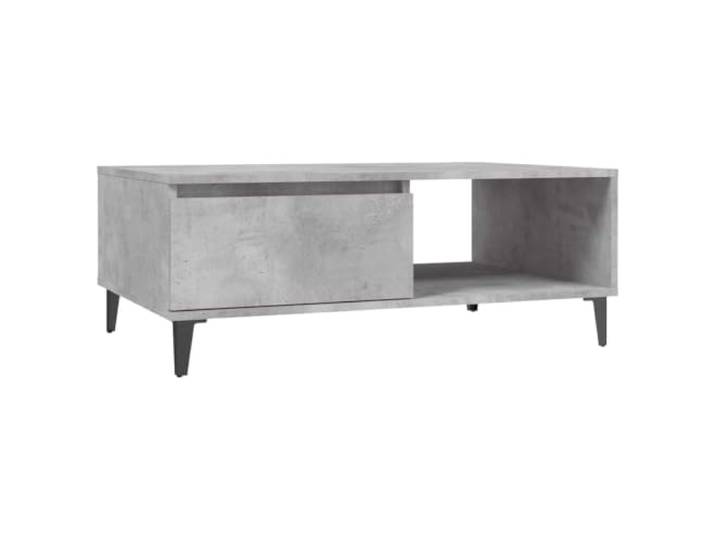 Roanoer Couchtisch Betongrau 90x60x35 cm aus Holzwerkstoff & Metall Modernes Design für Ihr Wohnzimmer mit geräumiger Ablagefläche und stabilen Metallbeinen.