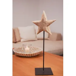 Holzstern auf Eisenständer Natur 50 cm