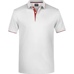 Polo-Shirt Stripe "JN728" - S - white/red